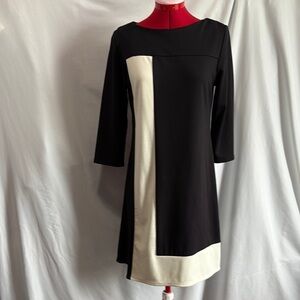 MM290 Tiana B. Black and Cream Long Sleeve Dress